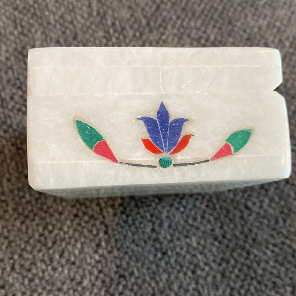 Colorful Floral Inlay Jewelry Box - Picture 5 of 10
